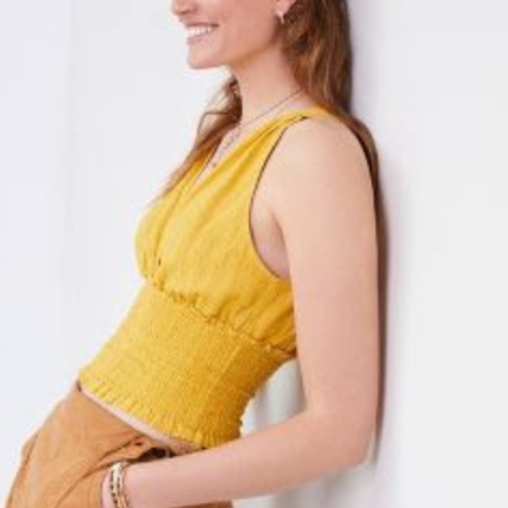 Women’s Anthropologie gold/yellow plaid halter top